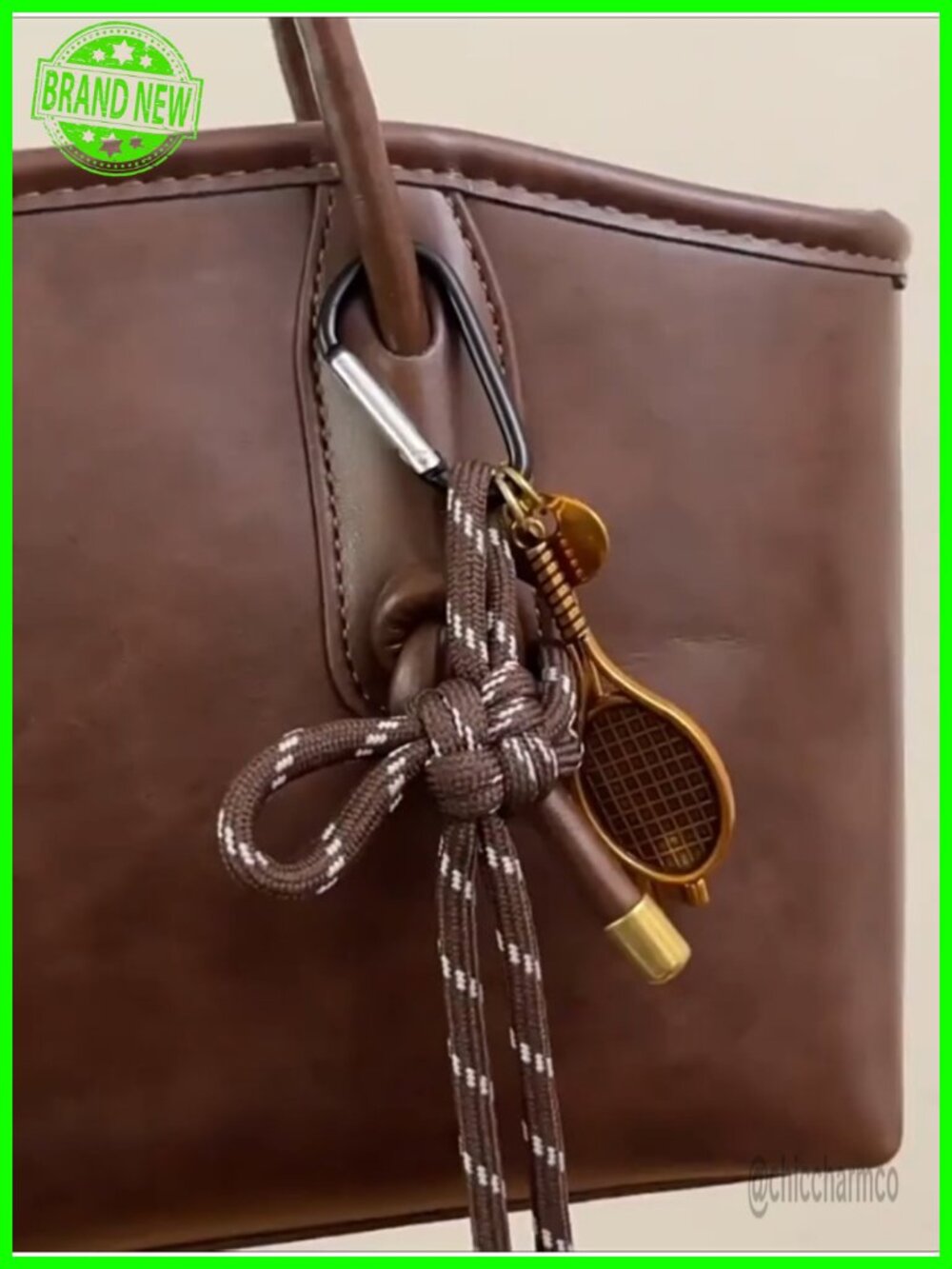 Faux Leather Vintage Shoulder Bag with Keychain - Picture 6 of 6